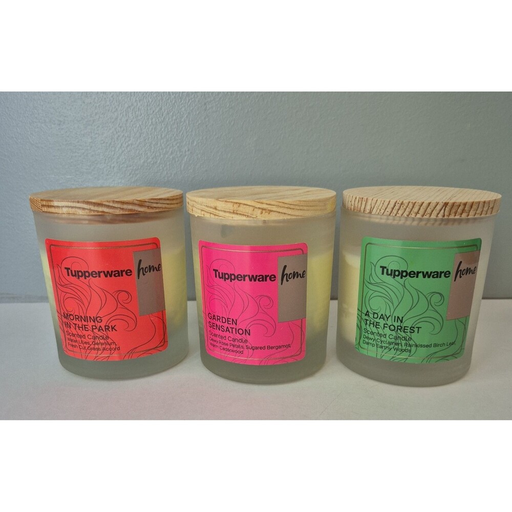 Tupperware 3 Jar Candles Garden Sensation A Day in the Forest Morning in Park